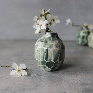 Little Faceted Green Vases - Tribe Castlemaine