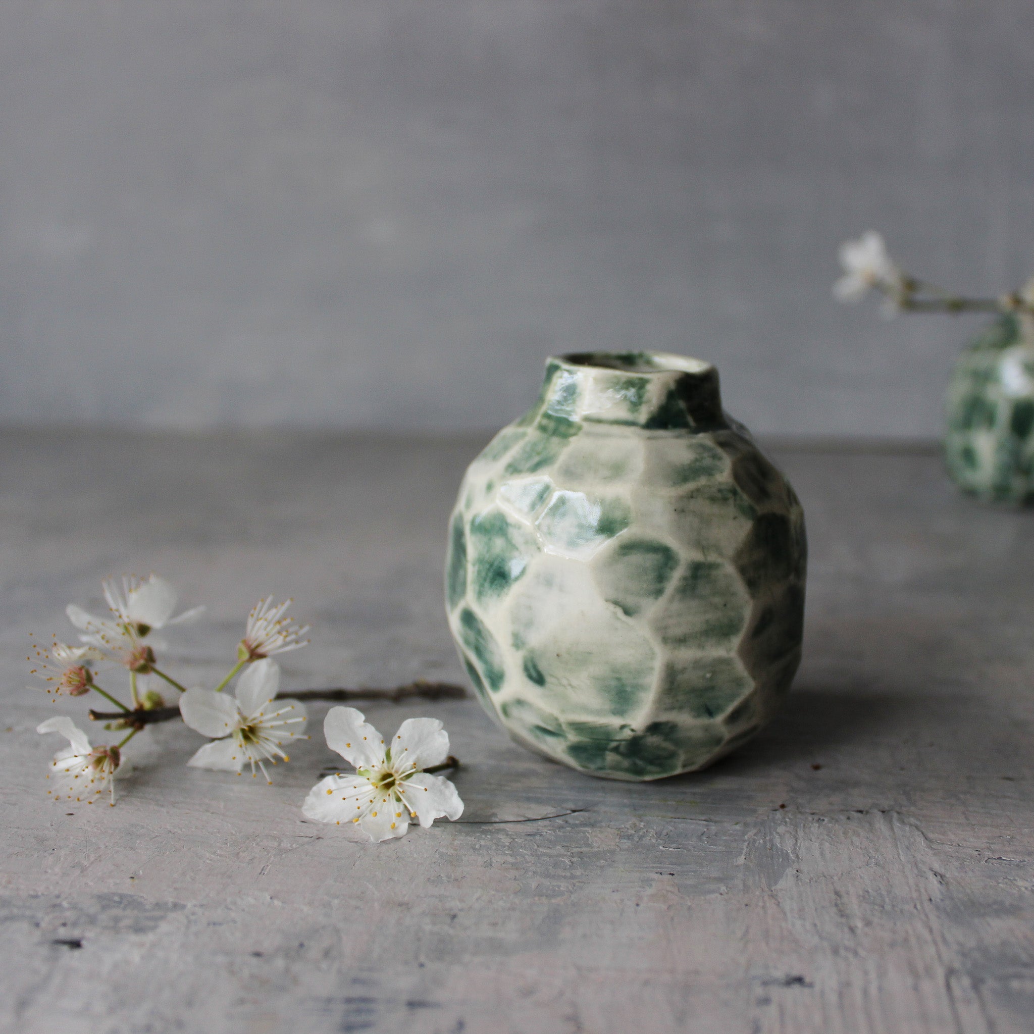 Little Faceted Green Vases - Tribe Castlemaine