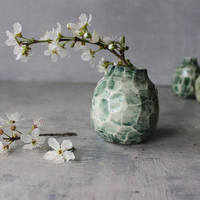 Little Faceted Green Vases - Tribe Castlemaine