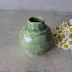 Little Faceted Green Vases - Tribe Castlemaine