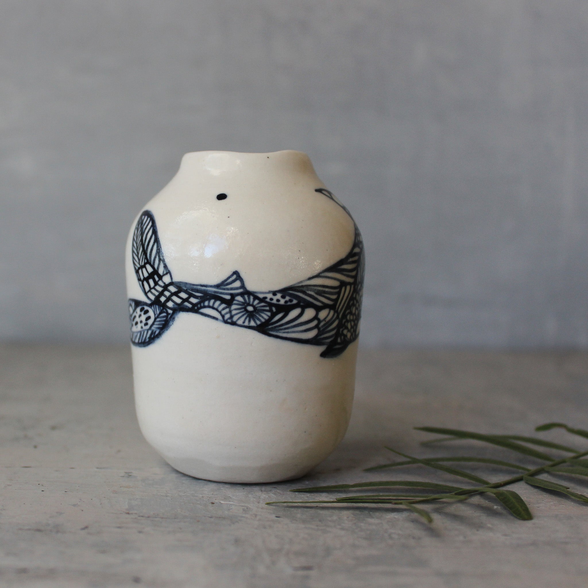Little Painted Detail Vase Shark - Tribe Castlemaine