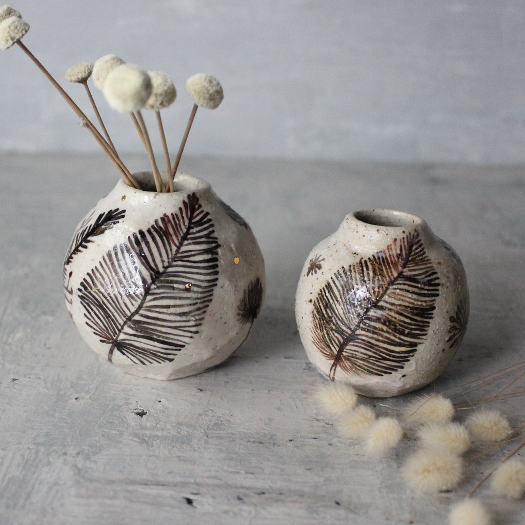 Little Sepia Painted Detail Vase - Tribe Castlemaine