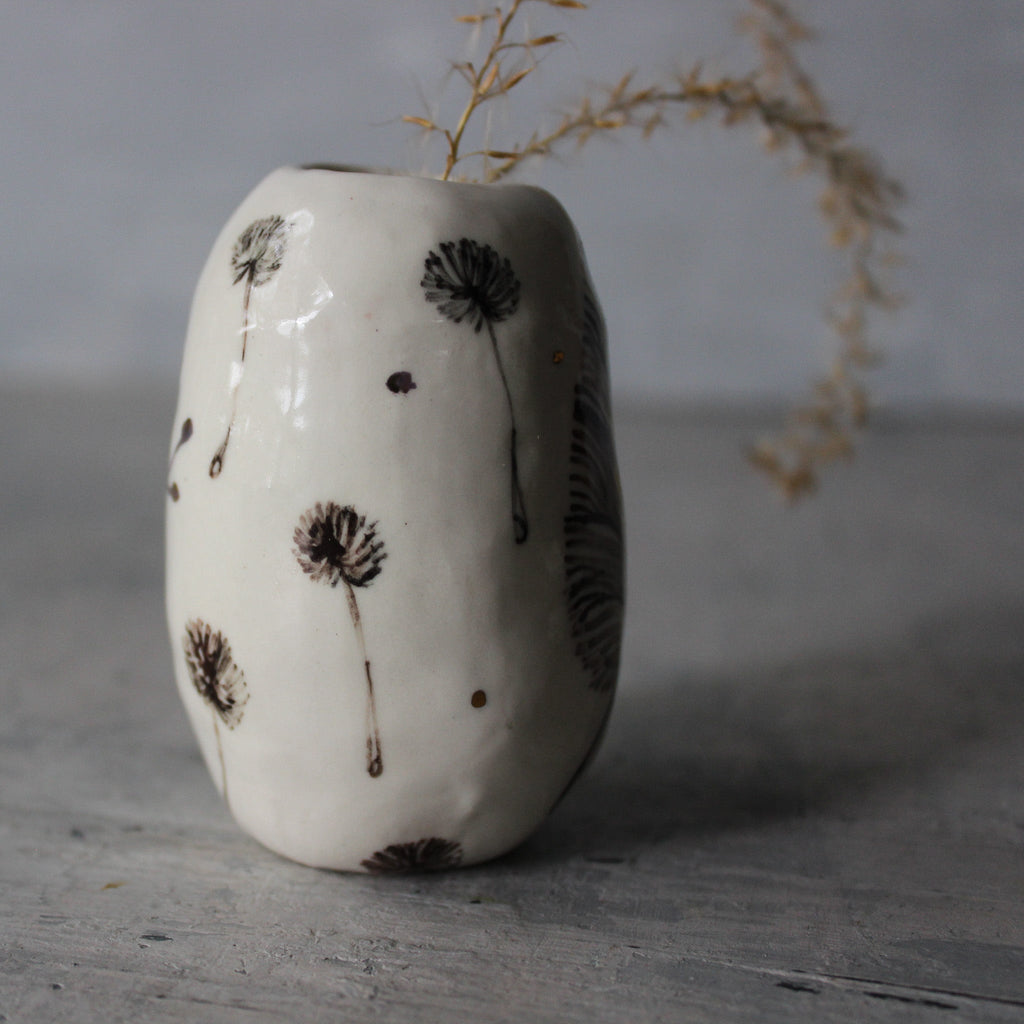 Little Sepia Painted Detail Vase 2 - Tribe Castlemaine