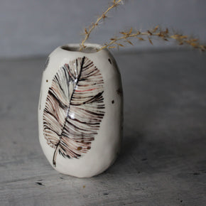 Little Sepia Painted Detail Vase 2 - Tribe Castlemaine