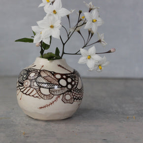 Little Sepia Painted Detail Vase 2 - Tribe Castlemaine