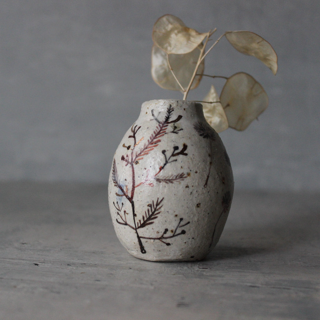 Little Sepia Painted Detail Vase - Tribe Castlemaine