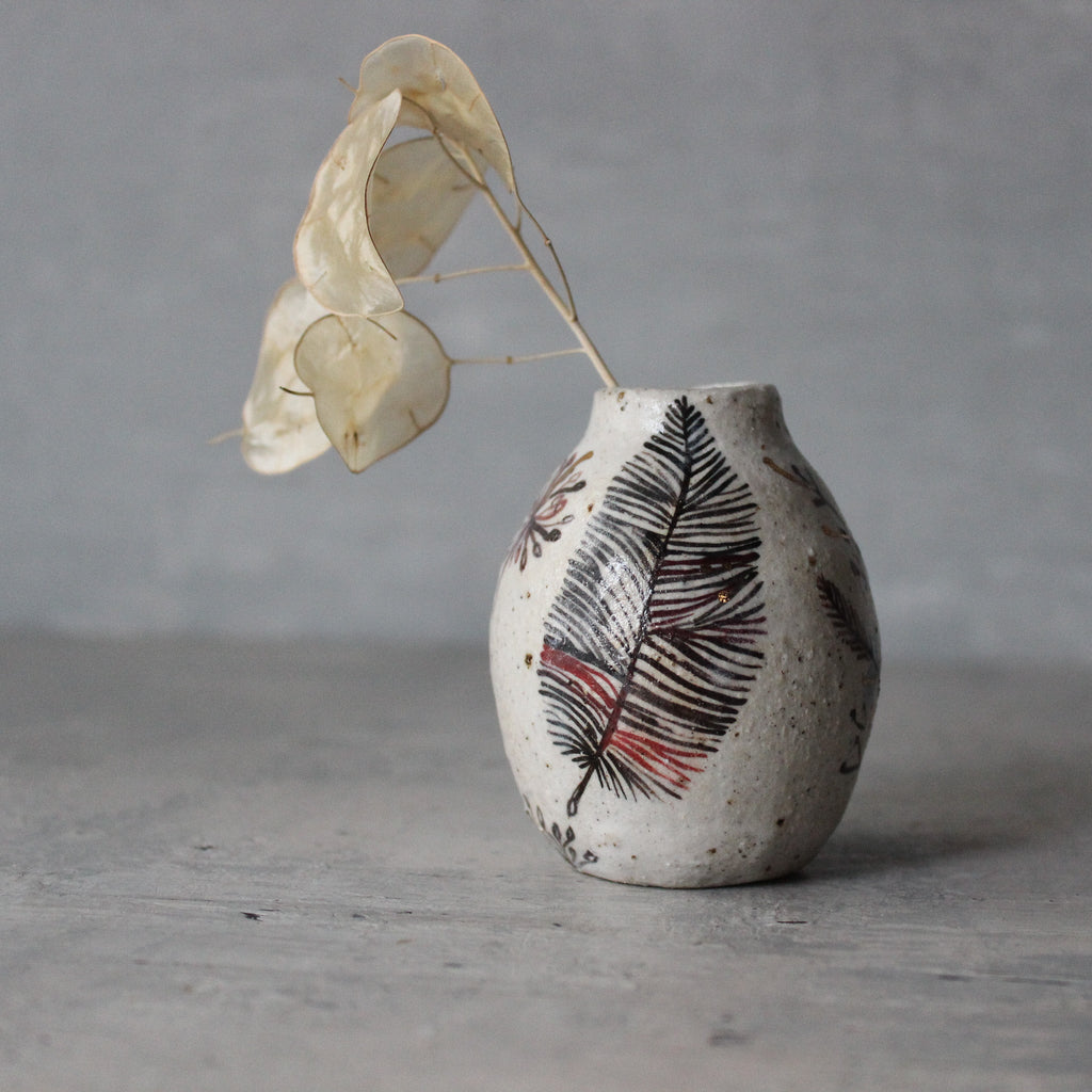 Little Sepia Painted Detail Vase - Tribe Castlemaine
