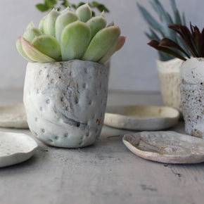 Marbled Ceramic Planter & Saucer Sets - Tribe Castlemaine