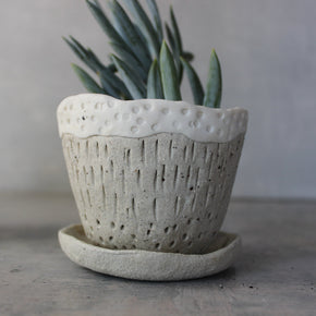 Marbled Ceramic Planter & Saucer Sets - Tribe Castlemaine