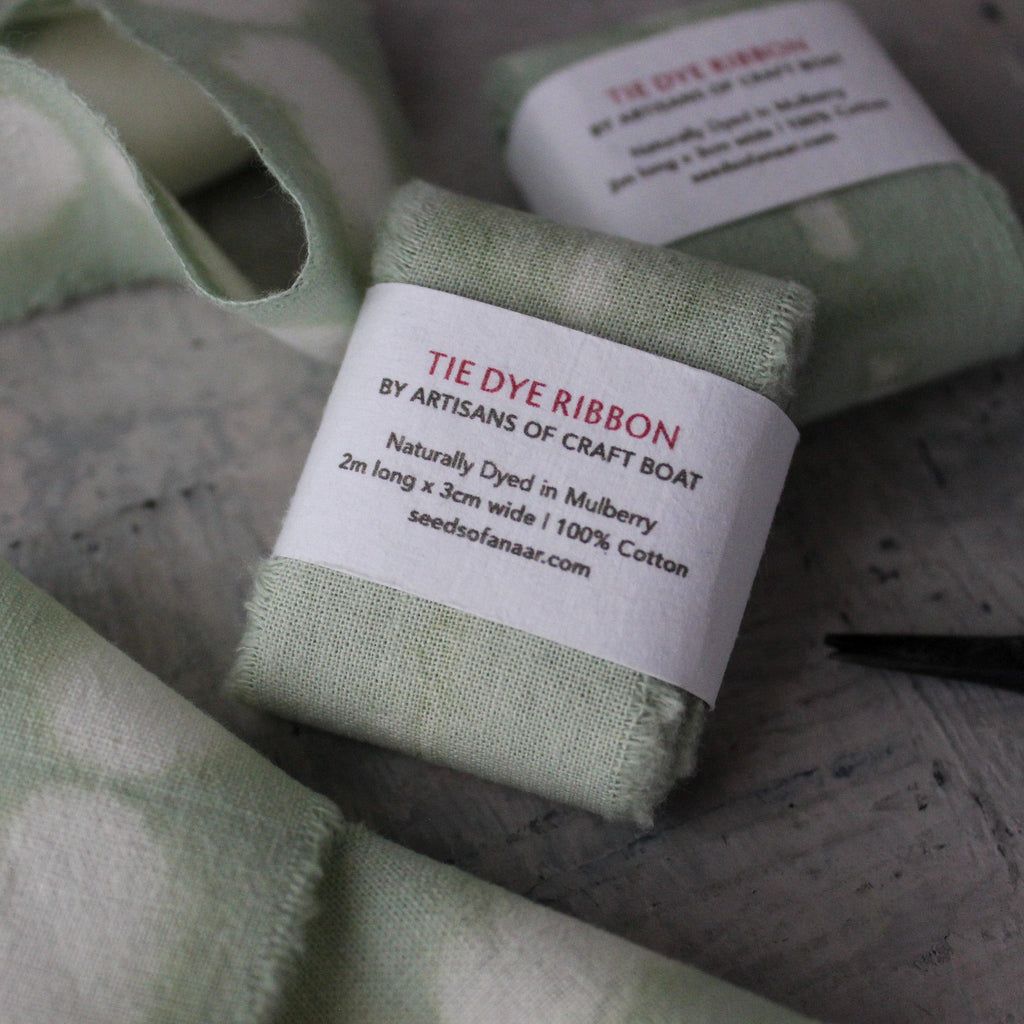 Naturally Dyed Green Cotton Ribbon - Tribe Castlemaine