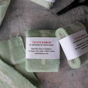 Naturally Dyed Green Cotton Ribbon - Tribe Castlemaine