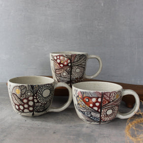 Painted Detail Large Handled Cups - Tribe Castlemaine