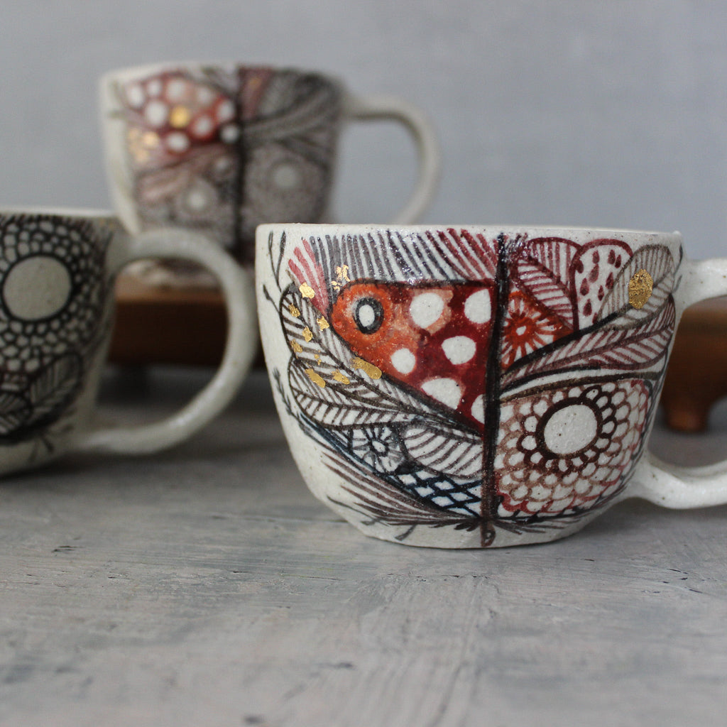Painted Detail Large Handled Cups - Tribe Castlemaine