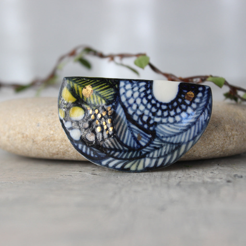 Porcelain Brooch Painted Detail 2 - Tribe Castlemaine