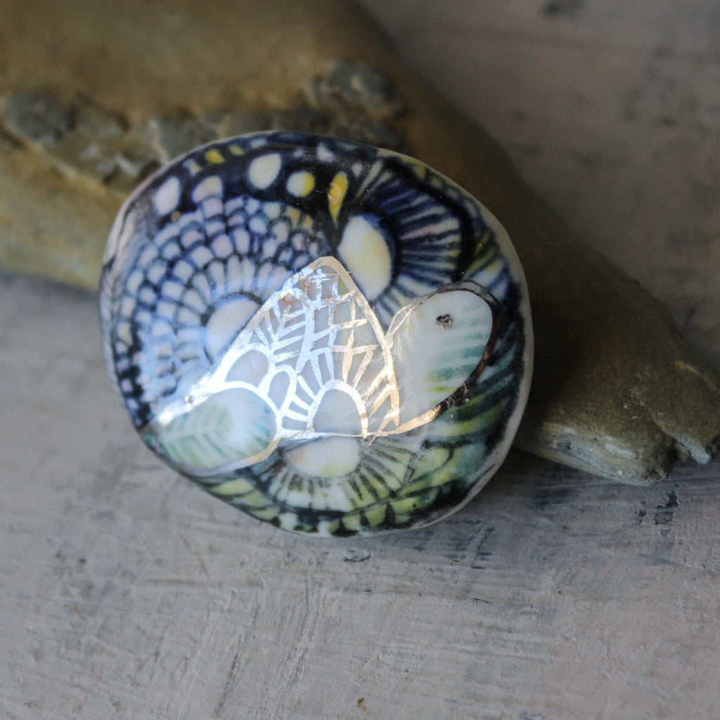 Porcelain Brooch Painted Detail 3 - Tribe Castlemaine