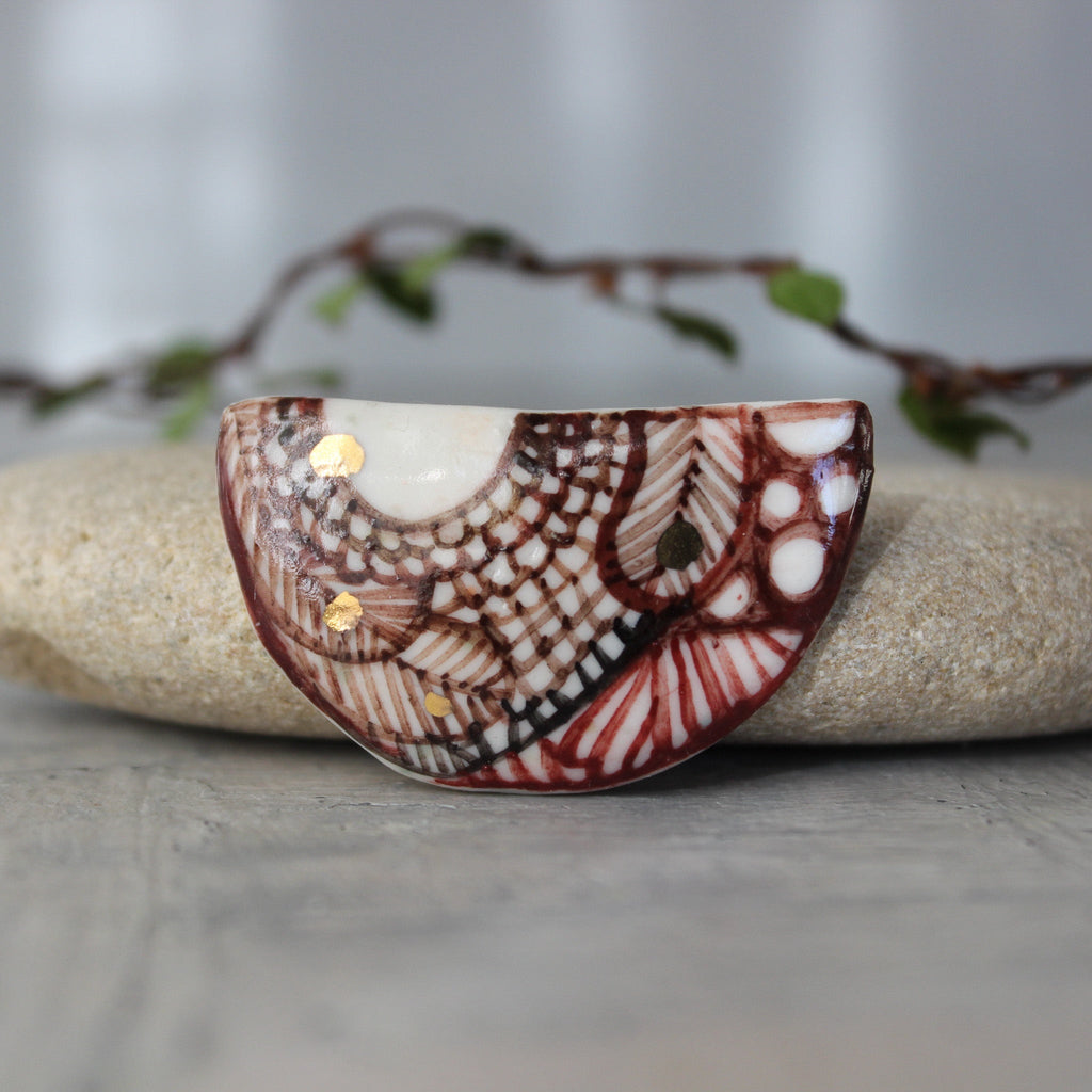Porcelain Brooch Sepia 1 - Tribe Castlemaine