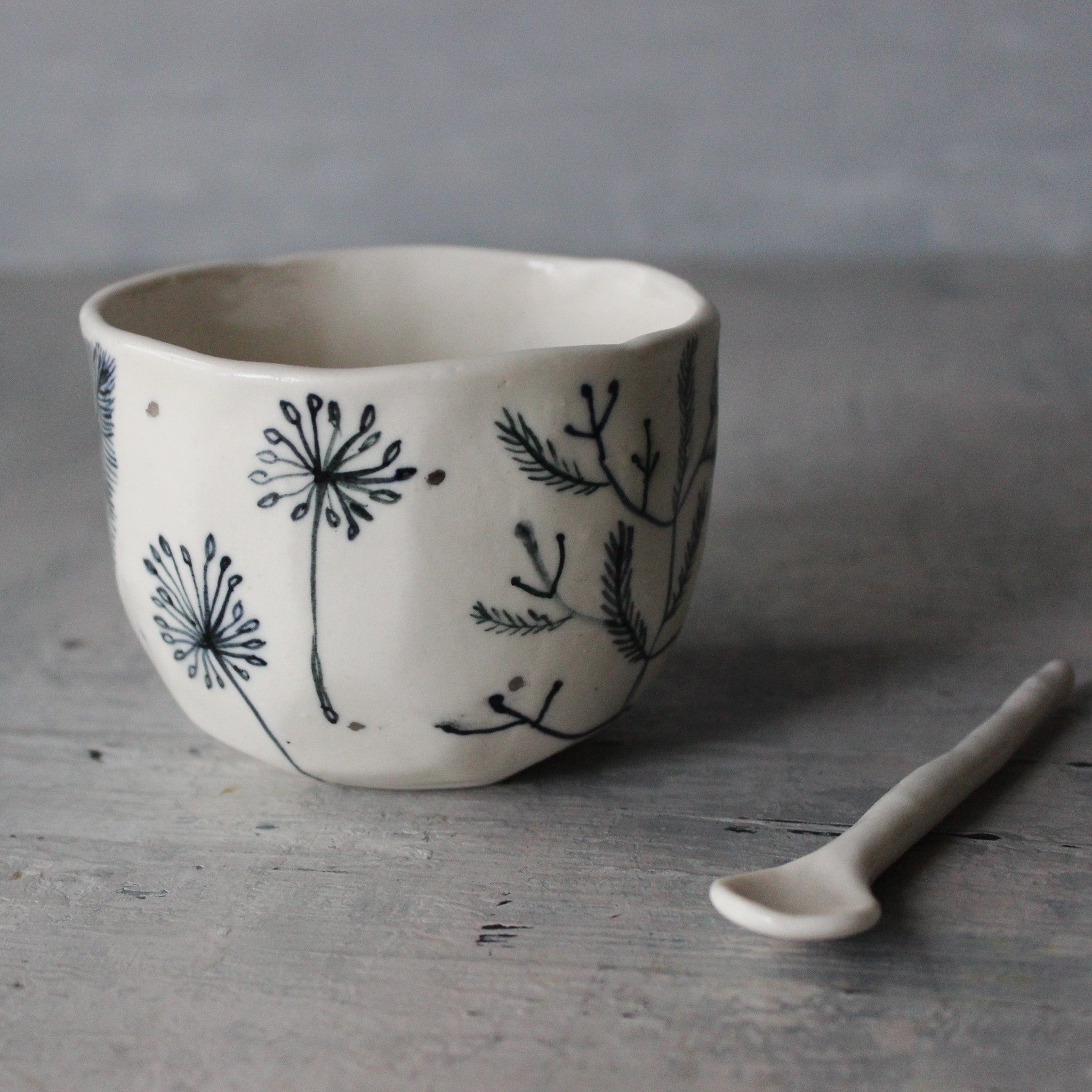 Porcelain Cups : Feather Dandelion Twig - Tribe Castlemaine
