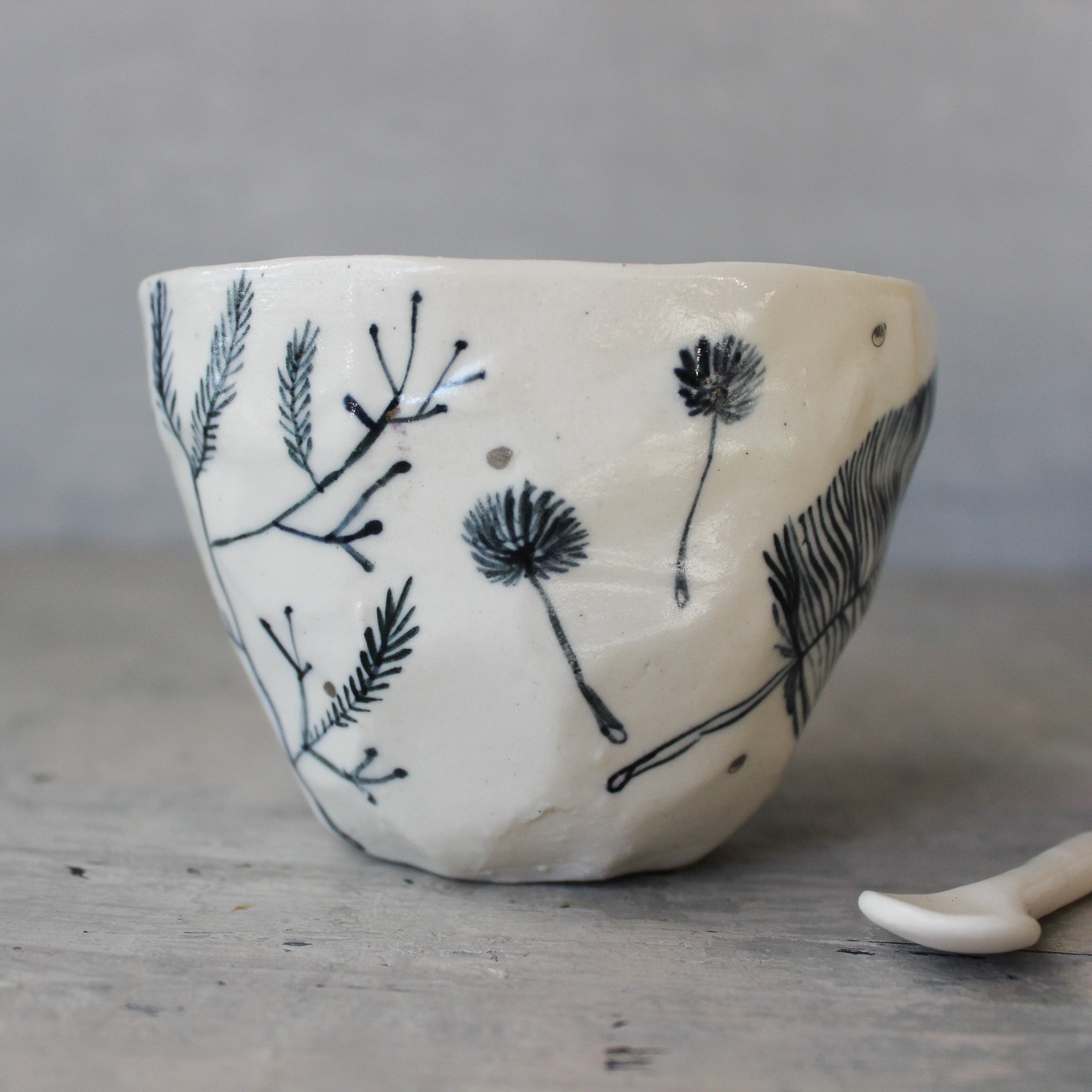 Porcelain Cups : Feather Dandelion Twig - Tribe Castlemaine