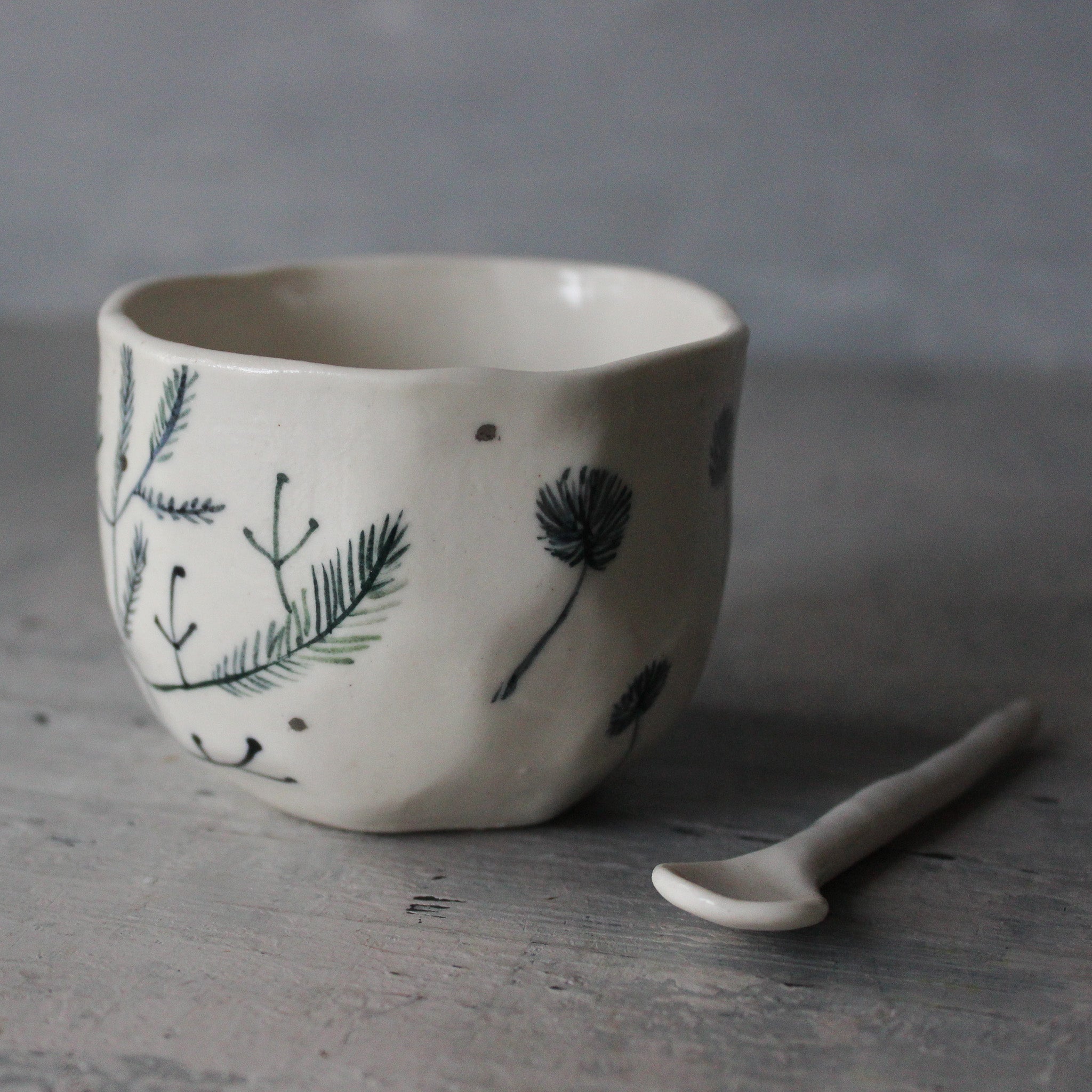 Porcelain Cups : Feather Dandelion Twig - Tribe Castlemaine