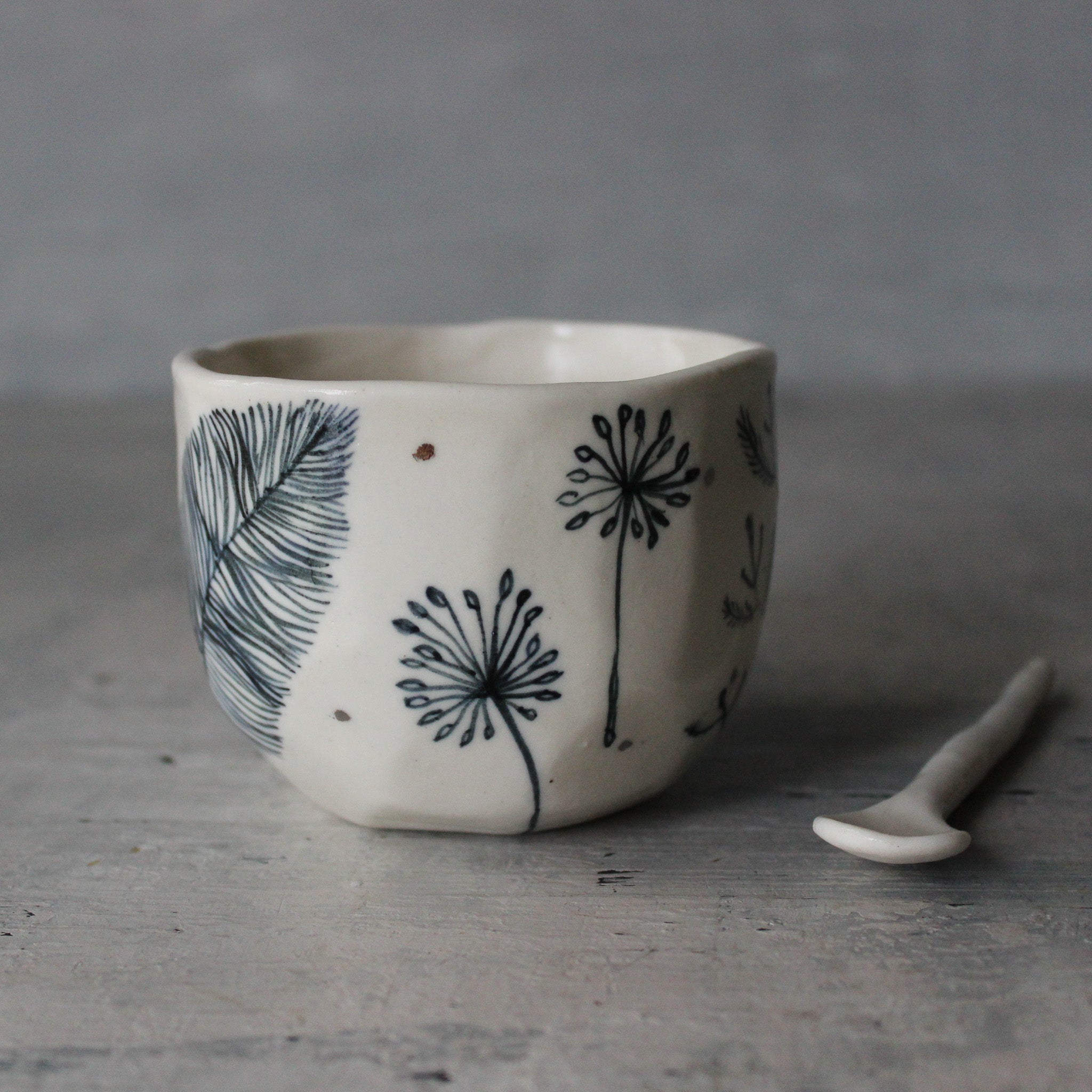 Porcelain Cups : Feather Dandelion Twig - Tribe Castlemaine