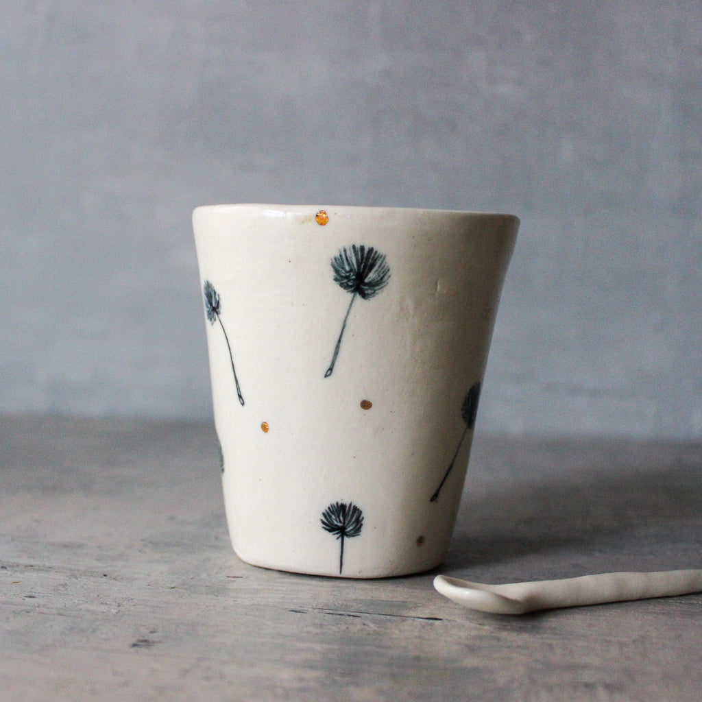 Porcelain Dandelion Cup Indigo Gold - Tribe Castlemaine