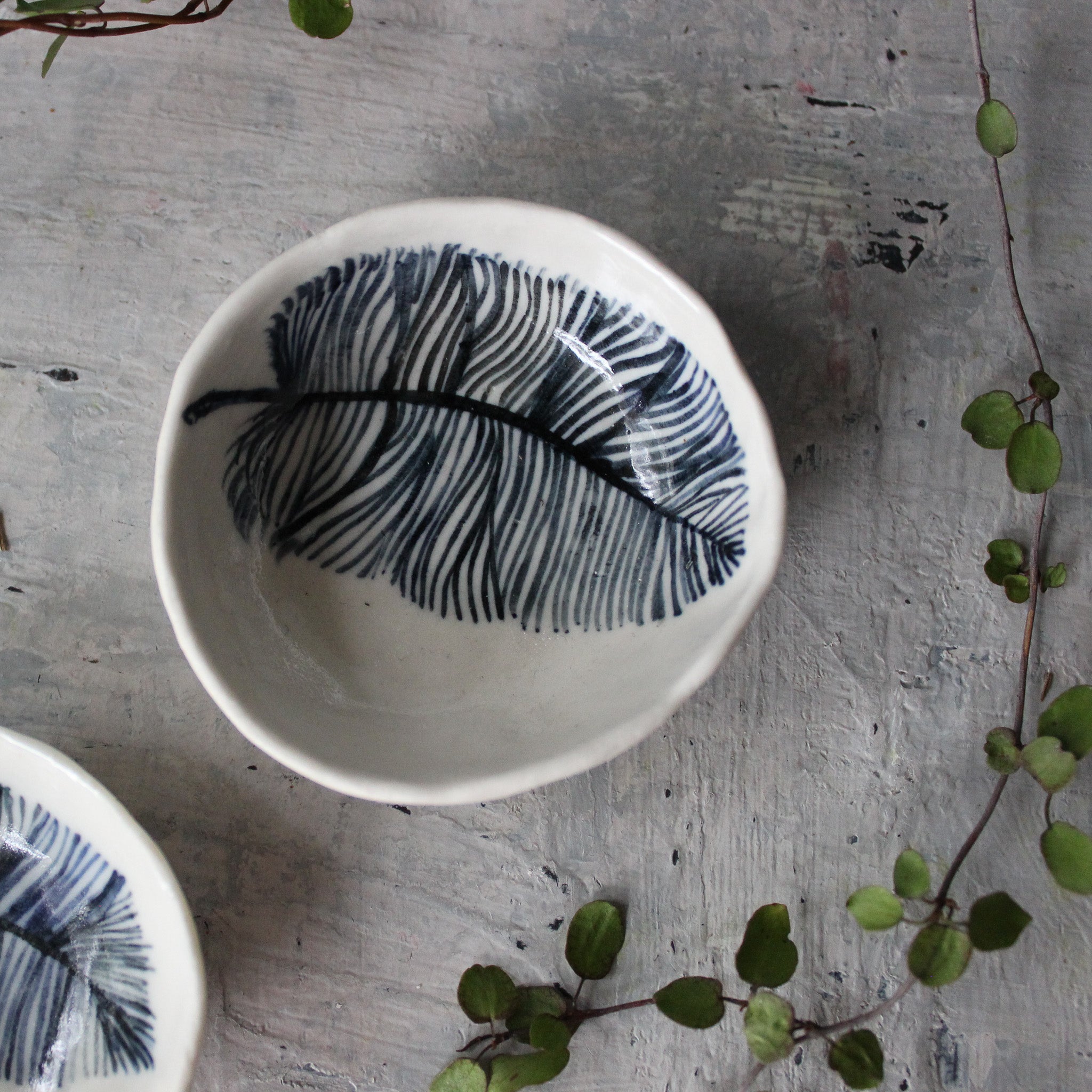 Porcelain Feather Trinket Dishes - Tribe Castlemaine