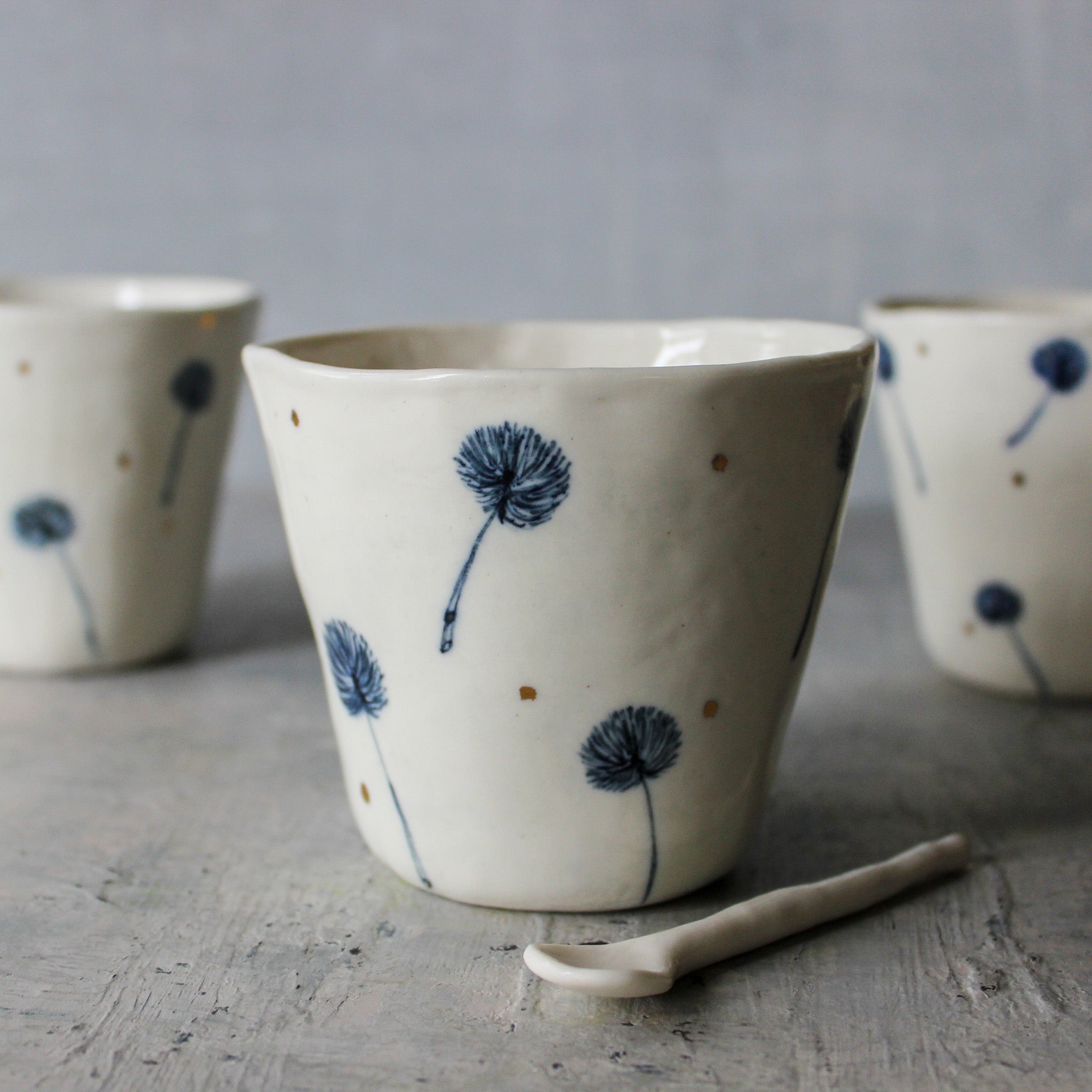 Porcelain Indigo Dandelion Cups - Tribe Castlemaine