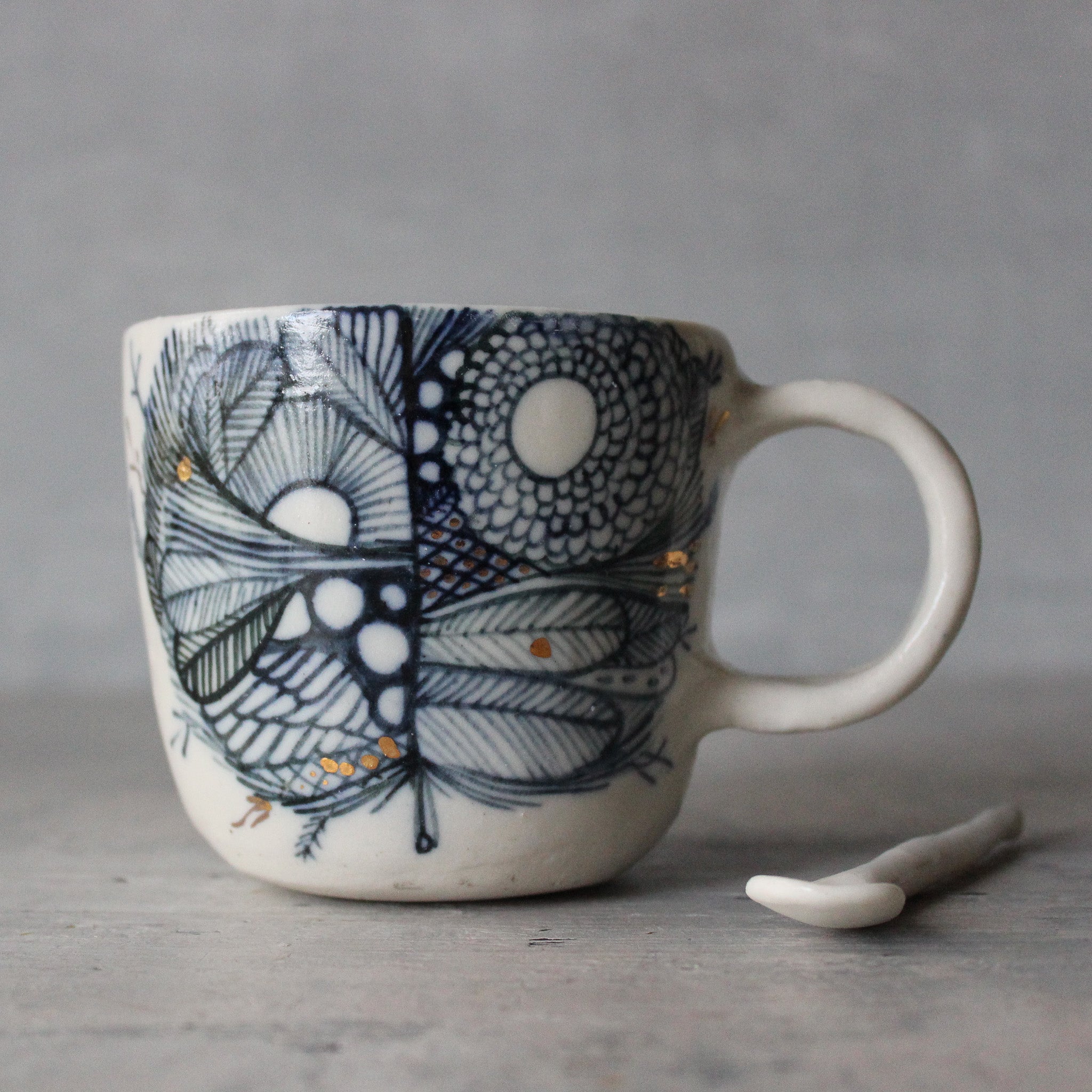 Porcelain Indigo Hand Painted Cups - Tribe Castlemaine