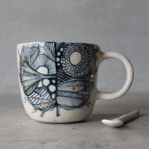 Porcelain Indigo Hand Painted Cups - Tribe Castlemaine