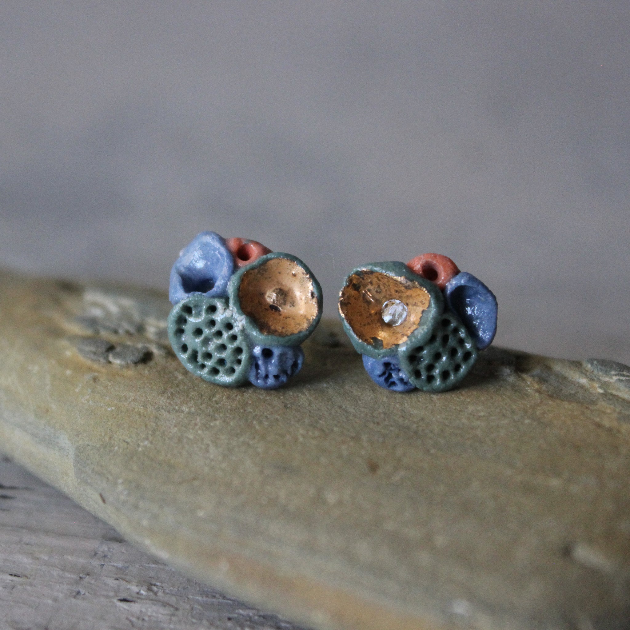 Porcelain Rock Coral Studs Coloured - Tribe Castlemaine