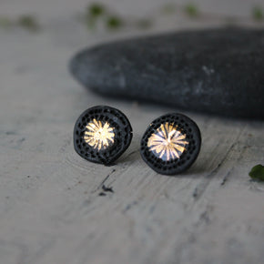 Porcelain Studs Black Gold Star - Tribe Castlemaine