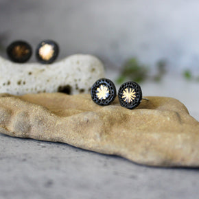 Porcelain Studs Black Gold Star - Tribe Castlemaine