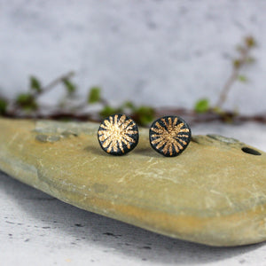 Porcelain Studs Black Gold Star - Tribe Castlemaine