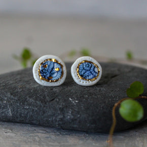 Porcelain Studs Indigo Gold - Tribe Castlemaine