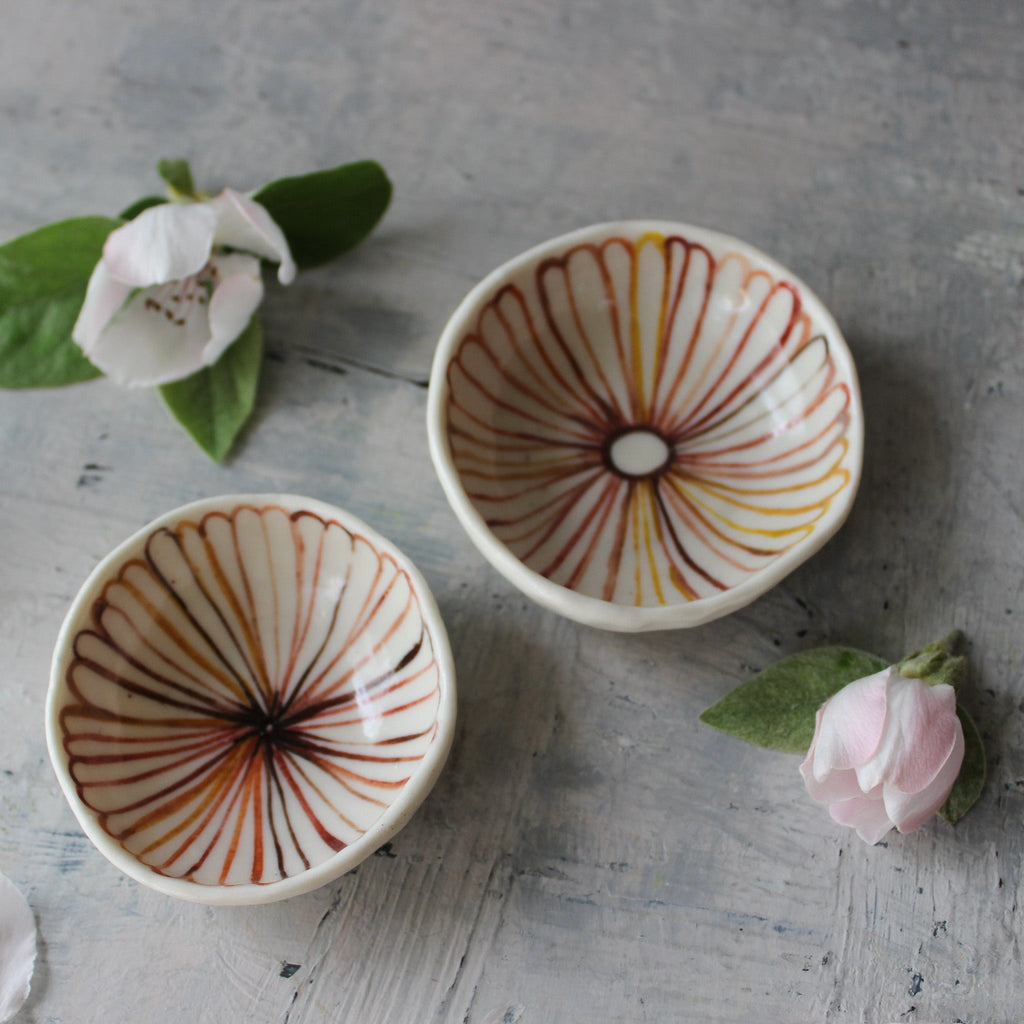 Porcelain Trinket Dishes Sepia Daisy - Tribe Castlemaine