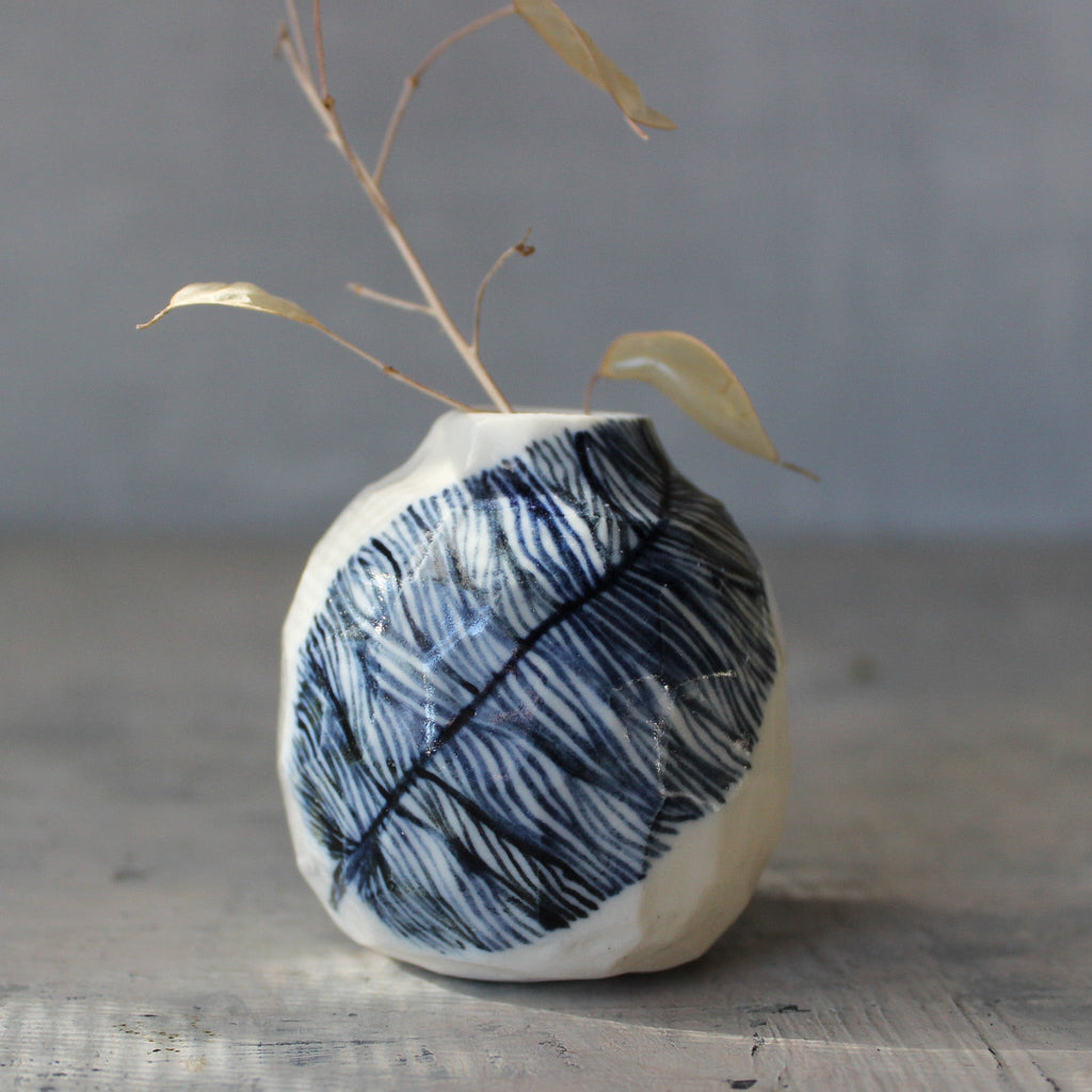 Porcelain Vases Blue Feather - Tribe Castlemaine