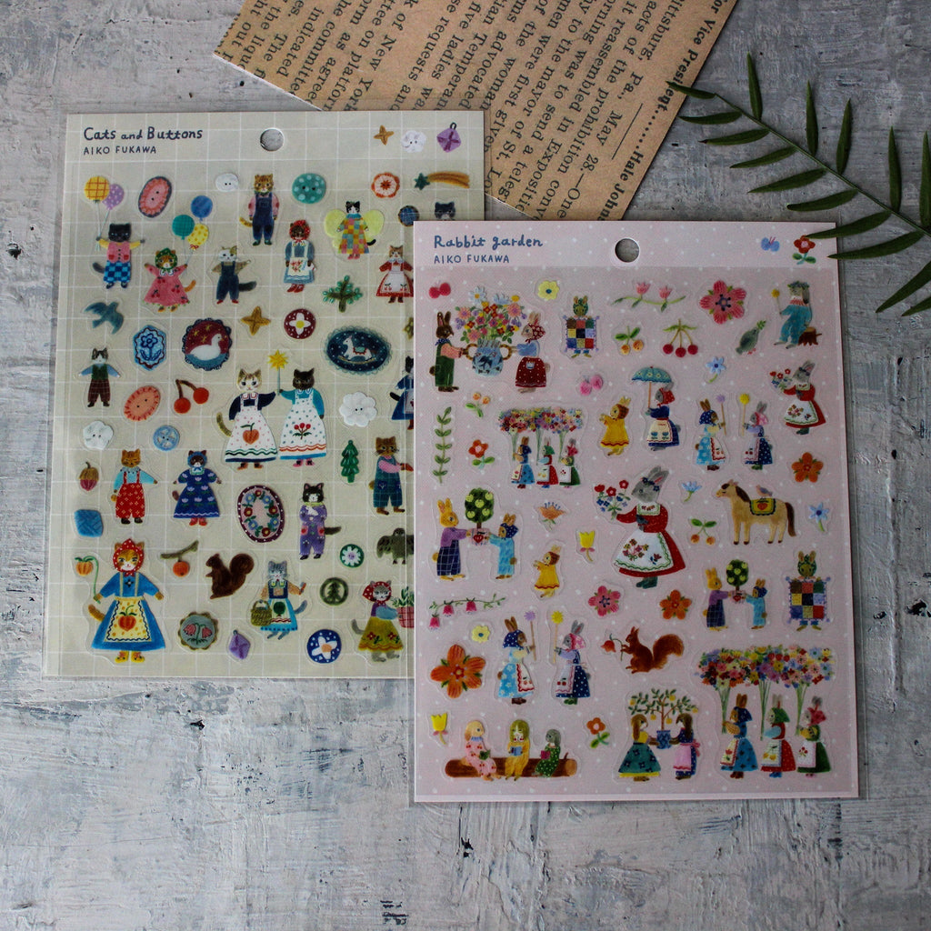 Rabbit Garden / Cats & Buttons Stickers - Tribe Castlemaine