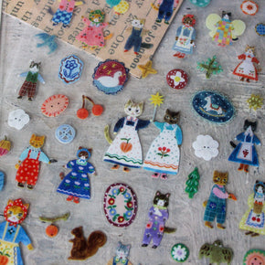 Rabbit Garden / Cats & Buttons Stickers - Tribe Castlemaine