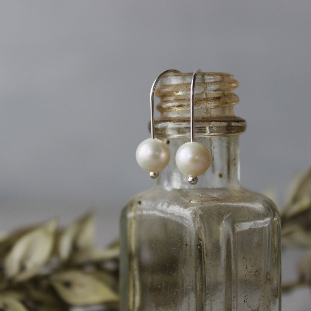Round Pearl Silver Earrings - Tribe Castlemaine