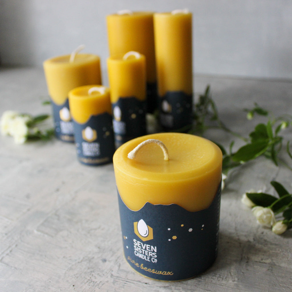 Seven Sisters Beeswax Pillar Candles - Tribe Castlemaine