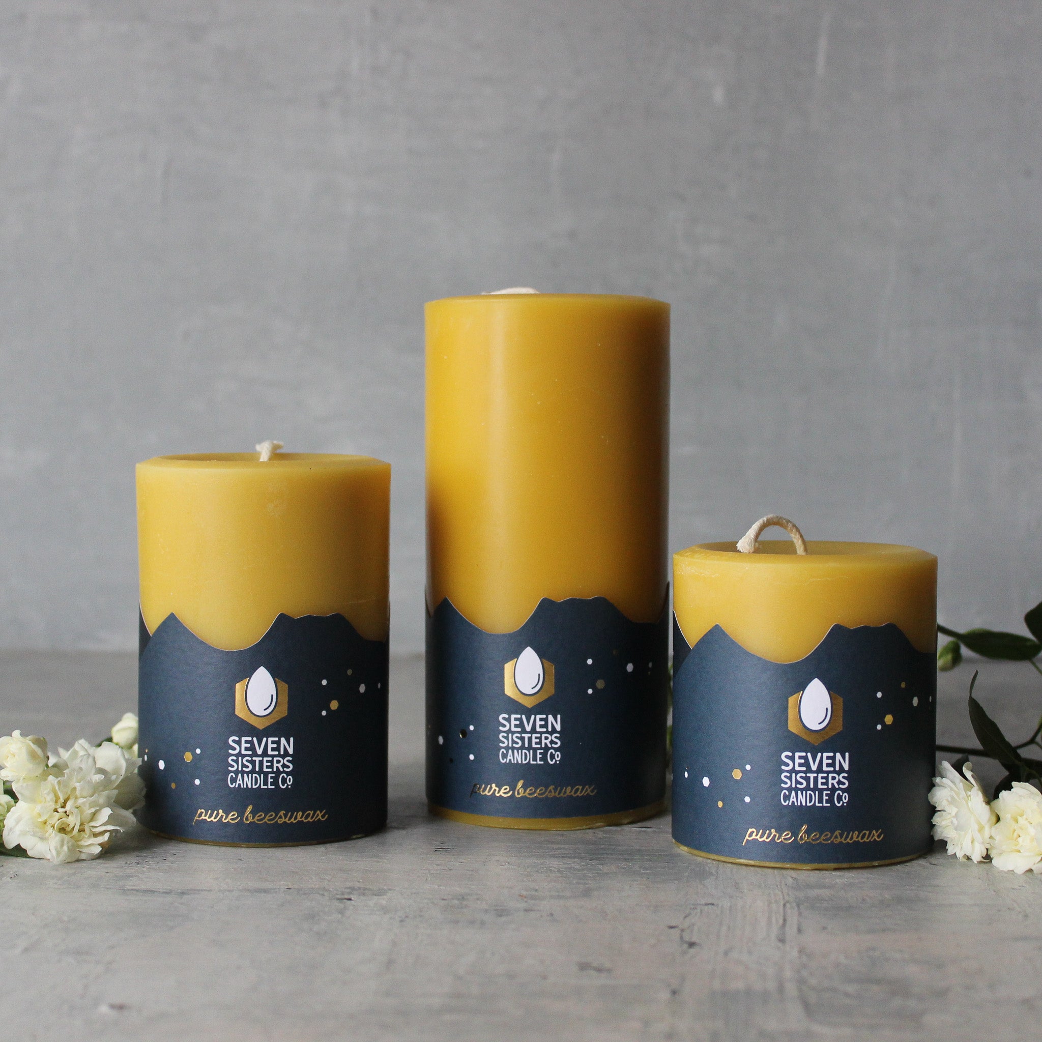 Seven Sisters Beeswax Pillar Candles - Tribe Castlemaine