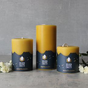 Seven Sisters Beeswax Pillar Candles - Tribe Castlemaine