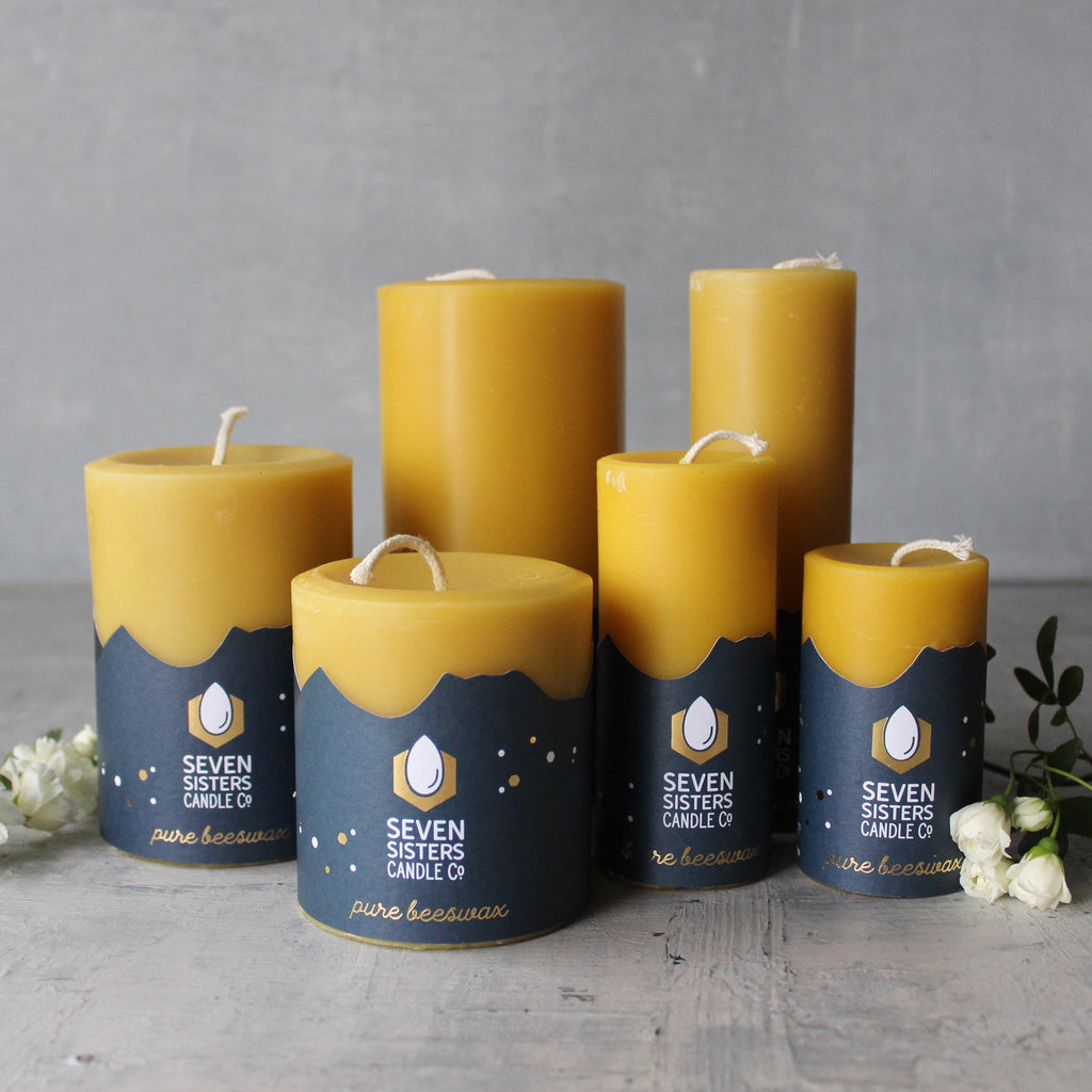 Seven Sisters Beeswax Pillar Candles - Tribe Castlemaine