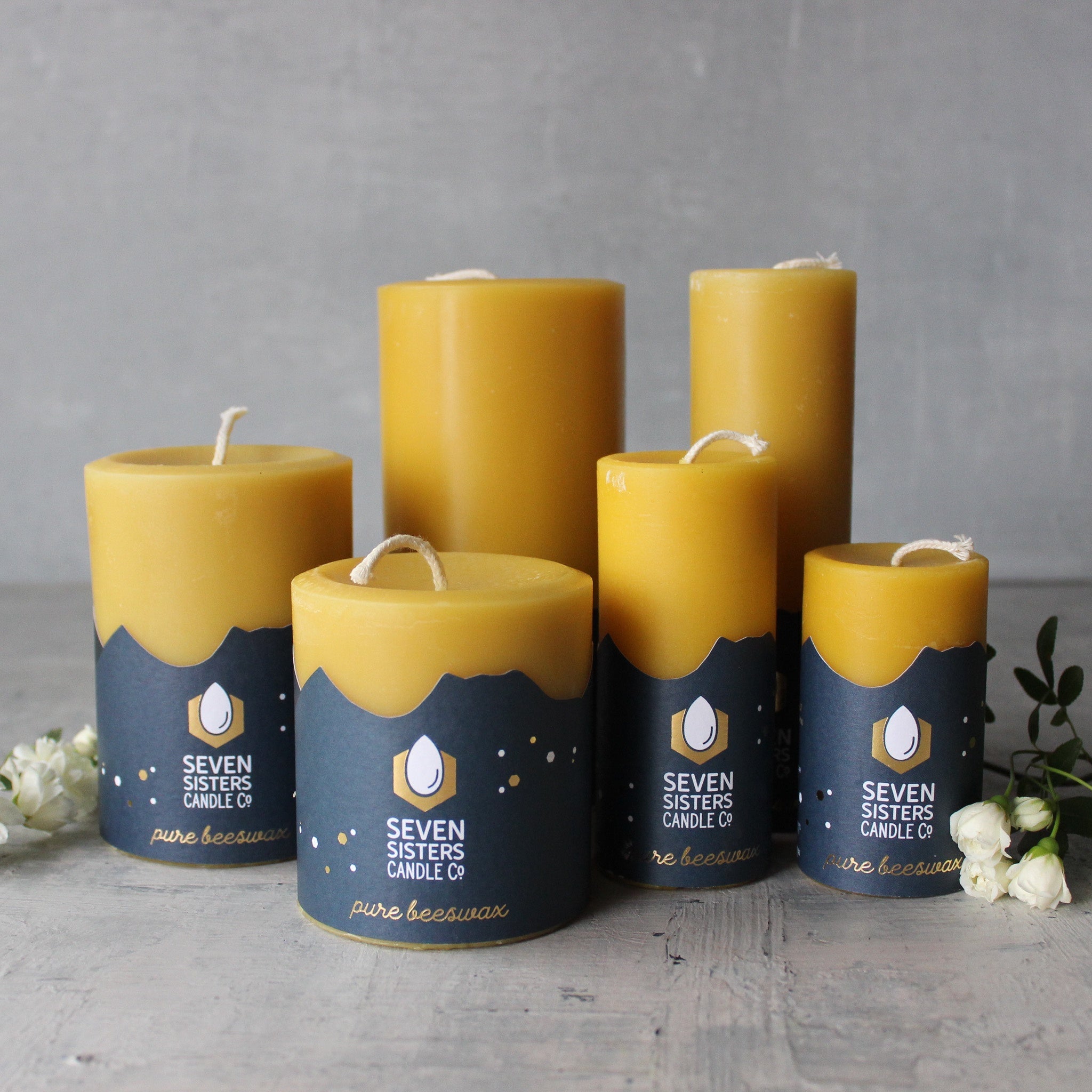 Seven Sisters Beeswax Pillar Candles - Tribe Castlemaine