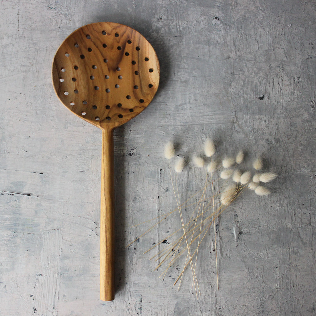 Teak Slotted Spoon - Tribe Castlemaine