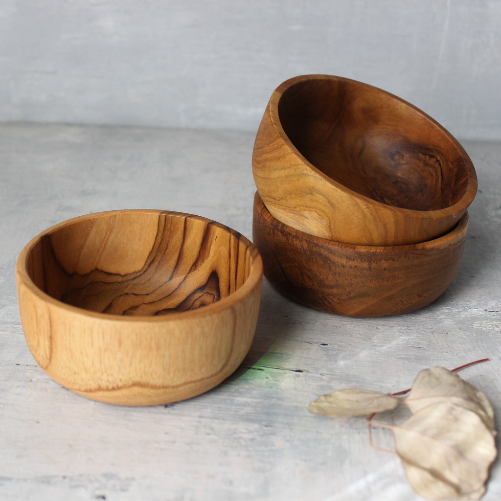 Teak Wooden Plates & Bowls - Tribe Castlemaine