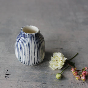 Tiny Bud Vase Blue Lines - Tribe Castlemaine