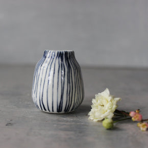 Tiny Bud Vase Blue Lines - Tribe Castlemaine