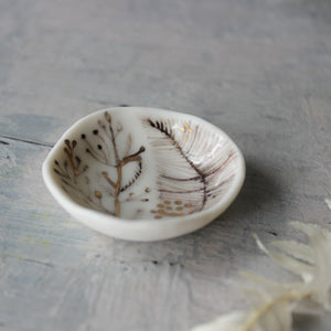 Tiny Sepia Feather Twig Trinket Dish - Tribe Castlemaine