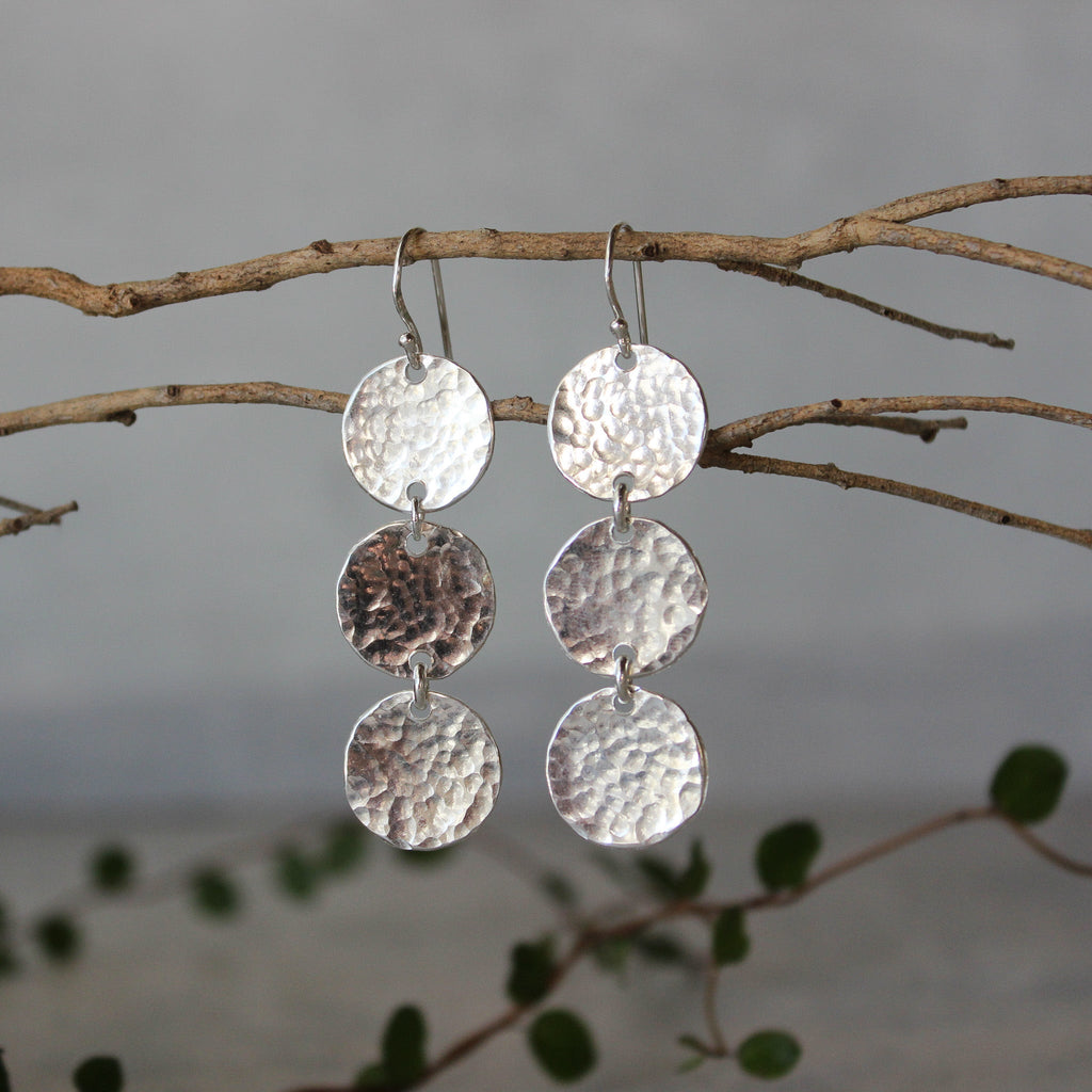 Triple Silver Disc Earrings - Tribe Castlemaine